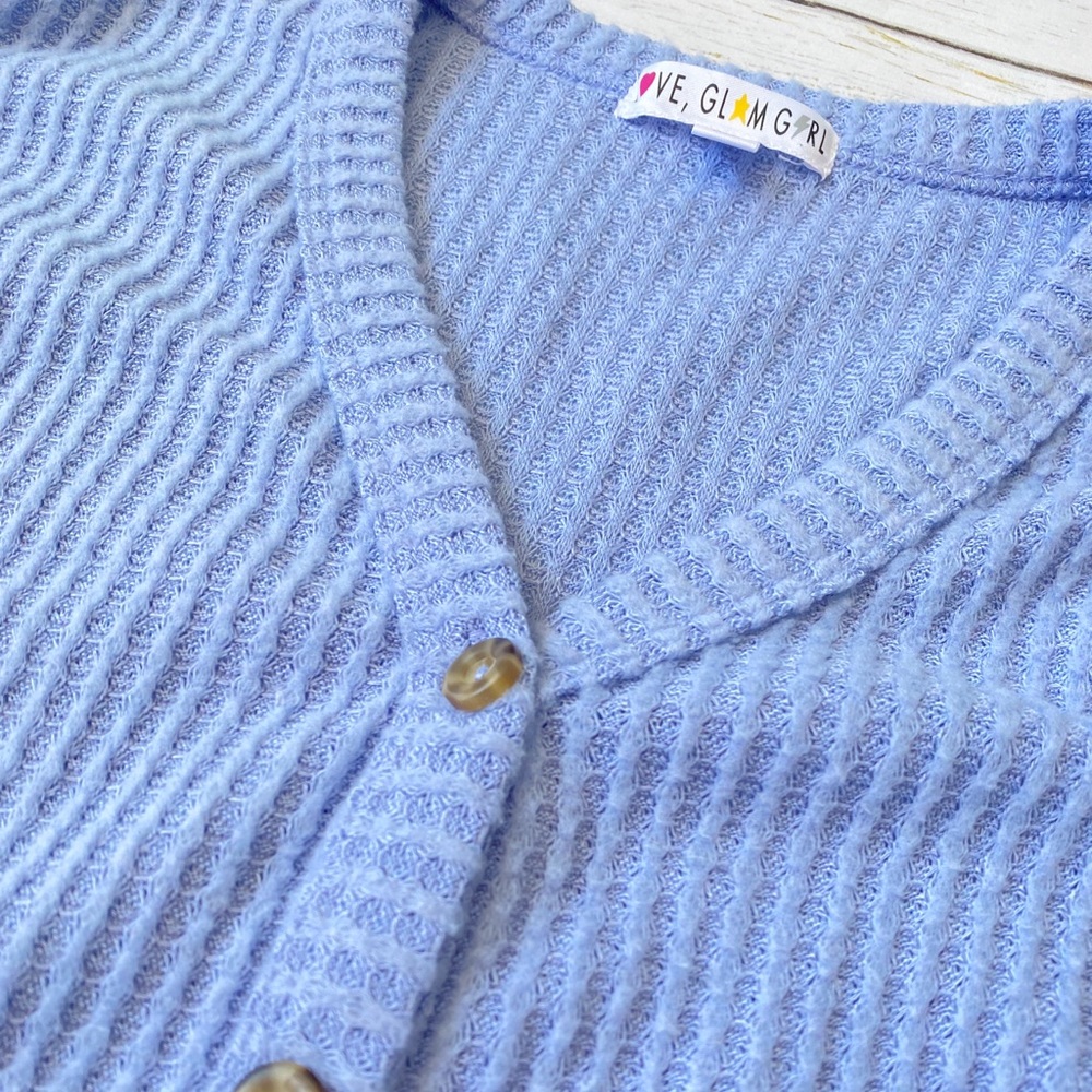 Girls Waffle Tie-Front Sweater - Picture 3 of 3